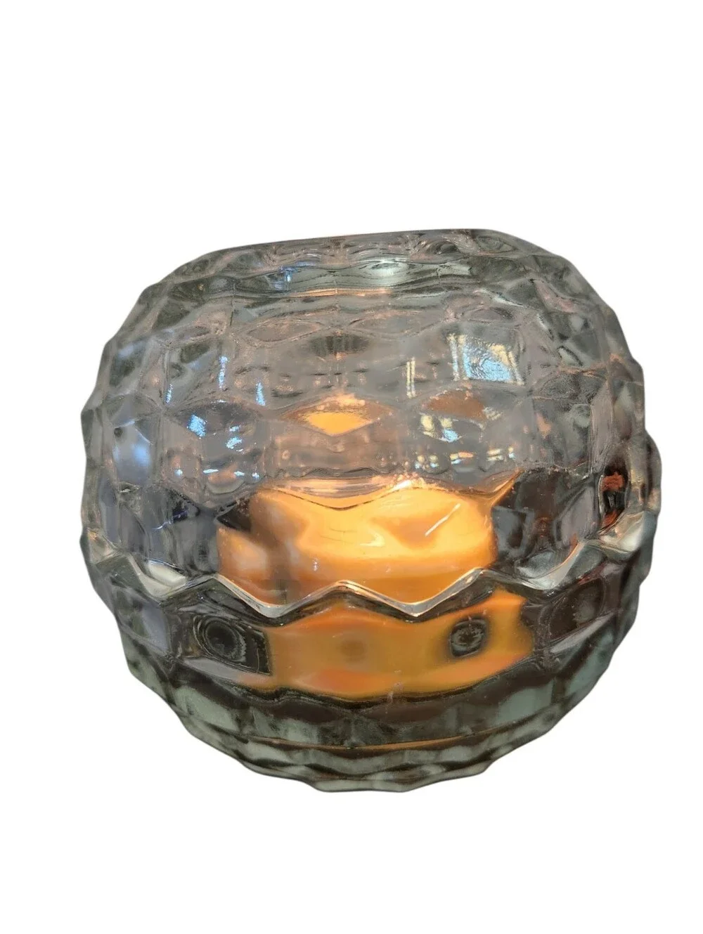 Vintage Homco Fairy Light Lamp Clear Glass Geometric Candle Holders Cottagecore